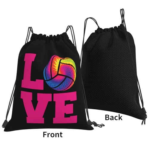 Love Volleyball Unisex Drawstring Backpack Bag Sport Gym Travel Swim Sackpack - color: Love Volleyball7