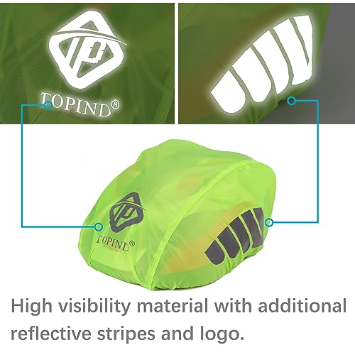 TOPIND Bike Helmet Cover High Visibility Waterproof Cycling Helmet Rain Cover with Reflective Strip Dustproof Breathable Mountain Road Bicycle Helmet Snow Cover Ride Gear - color: Green, size: Medium