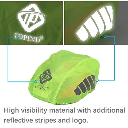TOPIND Bike Helmet Cover High Visibility Waterproof Cycling Helmet Rain Cover with Reflective Strip Dustproof Breathable Mountain Road Bicycle Helmet Snow Cover Ride Gear - color: Green, size: Medium