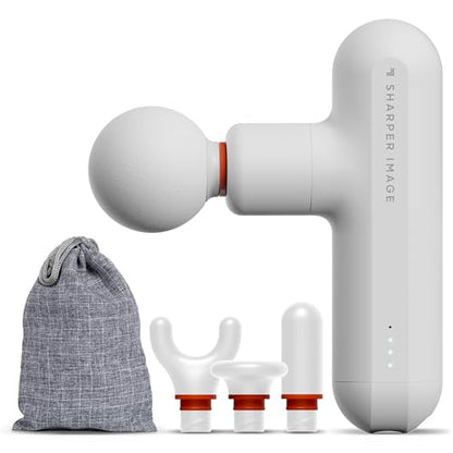 Sharper Image Powerboost Move Aero Massage Gun – Deep Tissue Percussion Massager for Muscle Recovery & Pain Relief, Portable Mini Handheld Massager for Back, Neck & Shoulders, Quiet Travel Design - color: Platinum