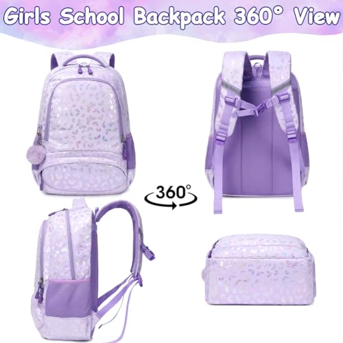 Meisohua Girls Backpack Elementary School Bags for Girls Bookbags for Kids Preschool Kindergarten Primary Kids Backpacks with Chest Strap - color: Furry Butterfly Purple