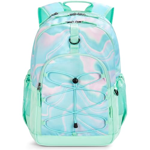 Choco Mocha Teal Backpack for Teen Girls, Travel School Backpack for Girls Middle School Large Bookbag 18 Inch, Green - color: Teal-green
