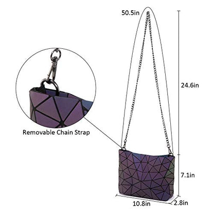 LOVEVOOK Geometric Luminous Purses and Handbags for Women Holographic Reflective Crossbody Bag Wallet - color: Medium Crossbody Bags