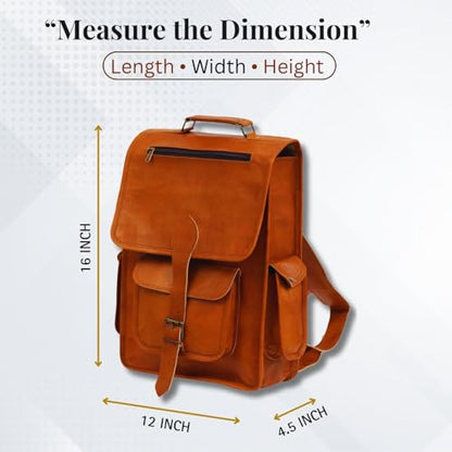 Shy Shy Let's Touch The Sky 16" Vintage leather Backpack Laptop Messenger Bag Lightweight College Rucksack Sling for Men Women