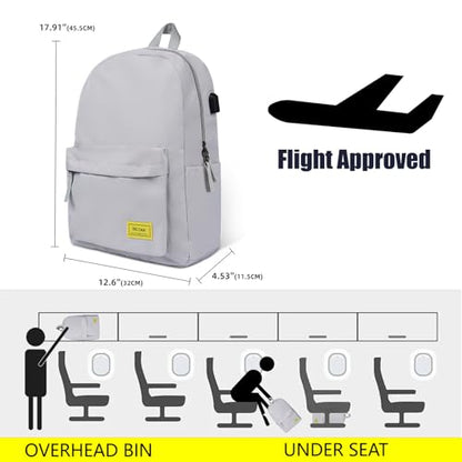 Premium Lightweight Laptop Backpack with USB Charging Port, Durable College School Bookbag, 2 Built-in Organizers, Padded 15.6-inch Laptop/Notebook Sleeve, Slim Water Resistant Bag, Beige Grey - color: Beige Grey