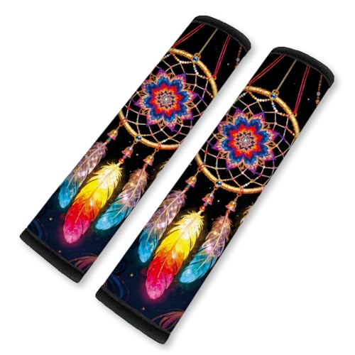 2Pcs Soft Auto Seat Belt Cover Pads, Color Wind Chime Car Seatbelt Shoulder Cushion for Comfortable Driving, Compatible with All Cars' Seatbelt and Backpack Straps 11x2.4inch - color: Wind Chime