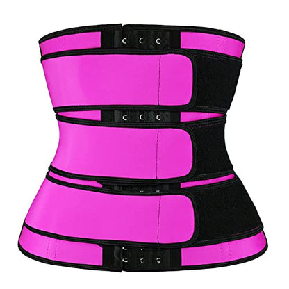 Women Waist Trainer Cincher Tummy Control Workout Sweat Girdle Weight Loss Slim Belly Band Body Shaper Trainer Belts - color: Hot Pink, size: Small