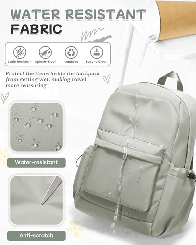 SEAFEW Small Green School Backpack Women, Unisex Lightweight Backpack School Bag Water-resistant Casual Rucksack fits 14 inch Laptop for Boys Girls Men and Women Bookbag College Daypack for Teenage - color: Green