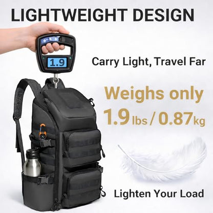 kokkoya 40l Slim Tactical Backpack with Laptop Compartment Molle System Webbing Lightweight Bag for Men Travel Hiking Camping Everyday Carry 17 inch Laptop Black - color: Black