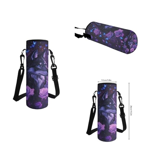 Aesthetic Wolf Backpack for Girls Kids Backpack with Lunch Box Water Bottle Sleeve and Big Pencil Pouch 4Pcs Set 17 inch Bookbag with Large Front Pocket for School Sturdy Elementary School Bag - color: Aesthetic Wolf