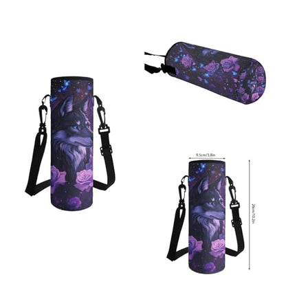 Aesthetic Wolf Backpack for Girls Kids Backpack with Lunch Box Water Bottle Sleeve and Big Pencil Pouch 4Pcs Set 17 inch Bookbag with Large Front Pocket for School Sturdy Elementary School Bag - color: Aesthetic Wolf