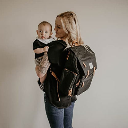Parker Baby Co. Diaper Backpack - Large Diaper Bag with Insulated Pockets, Stroller Straps and Changing Pad -Birch Bag - Black - color: Black