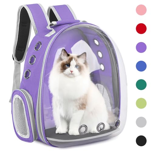 Pet Backpack Carrier,Bubble Backpack Cat Carrier,Pets and Small Dogs,Space Capsule Pet Carrier for Traveling, Walking, Hiking and Outdoor Activities (Purple) - color: Purple