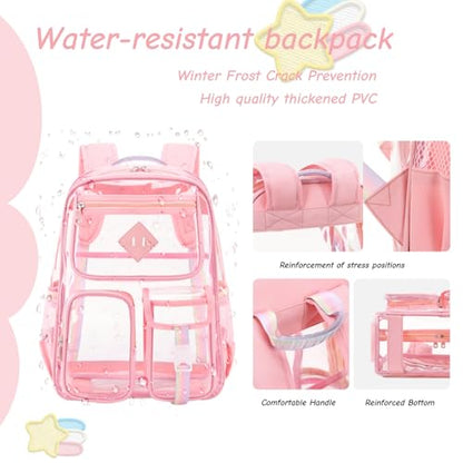 Clear Backpack for Girls Large Heavy Duty Transparent Bookbag for Middle School Kids Travel Daypacks - color: Purple Tie-dye