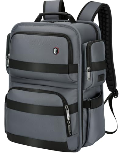 Business Laptop Backpack for Men, 16 Inch Water-Resistant TSA Friendly Travel Backpack with Dual Charging Ports & Massage Shoulder Straps,Ideal for Work, Commuting, College & Business Trips, Gery - color: Grey, size: 15.6 Inch