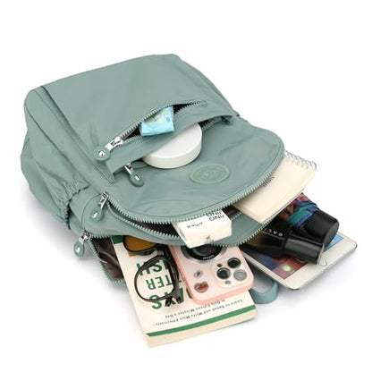 Tanweibago Mini Nylon Women Backpacks,11L Small Ladies backpacks Casual Lightweight Women Shopping Travel Daypack (Light Green) - color: Light Green