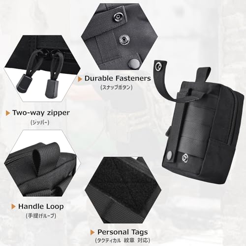 Azarxis Molle Pouches, Tactical Compact EDC Small Utility Pouch Waist Bags Sundries Storage Admin Organize Gear Gadget for Military Backpack - color: #04 Green - 5.91"x4.33" + 6.49"x4.53" - 2 Pack