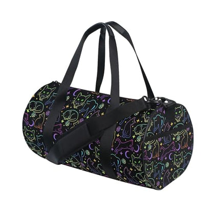 MNSRUU Sports Duffel Bags, Witchcraft Black Cats Athletic Gym Bag Overnight Workout Travel Tote Luggage for Men Women Yoga - color: Cat TH0029