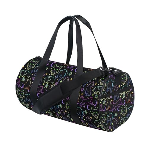 MNSRUU Sports Duffel Bags, Witchcraft Black Cats Athletic Gym Bag Overnight Workout Travel Tote Luggage for Men Women Yoga - color: Cat TH0029