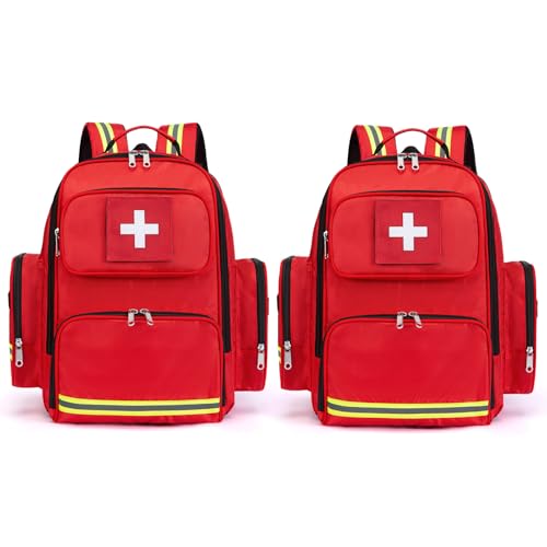 Gatycallaty First Aid Backpack Medical Emt First Responder Bag Empty Ems Emergency Home Health Hiking Trauma Travel Camping (Red, Large - pack of 2) - color: Red, size: Large - pack of 2