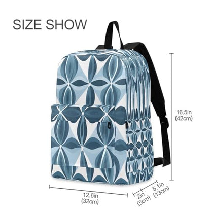 Blue Pattern Lightweight Casual Backpack for Women & Men, Multi-Pocket Everyday Travel Bag with Adjustable Straps, Versatile Daypack for Work, Outdoor Activities & Daily Use