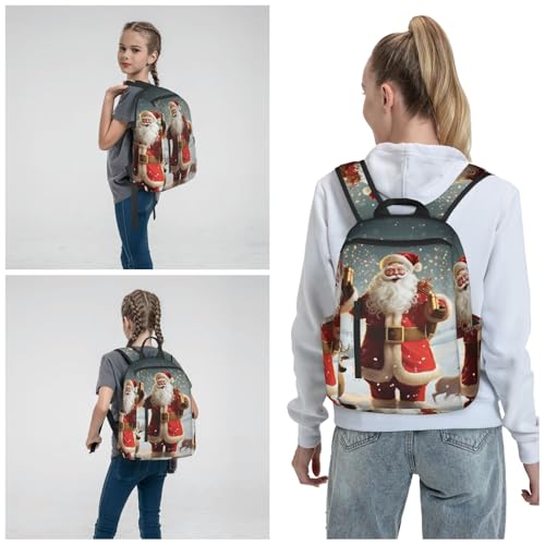 Travel Backpack for Women Men Christmas Santa Claus Daypack 15 inch Lightweight Computer Bag Casual Back Pack - color: Christmas Santa Claus