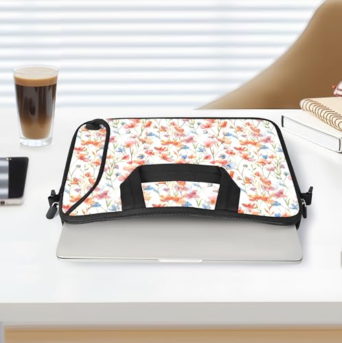 RICHEN 17 inch Laptop Shoulder Bag Carrying Case with Handle Fits 15.6/16/17/17.3/17.4 inch Laptop Notebook (Flowers1, 16-17.3 inch) - color: Flowers1