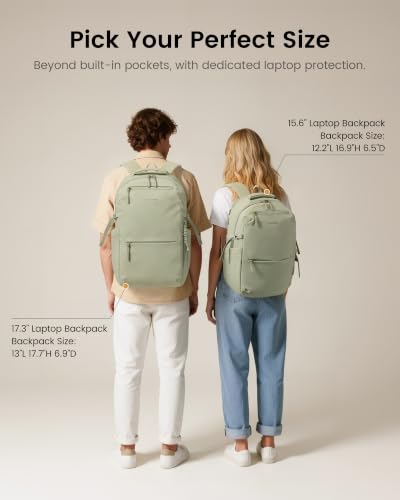 LOVEVOOK Laptop Backpack Women with Tumbler Holder, Work Travel Backpack - color: Green, size: 18 Inch