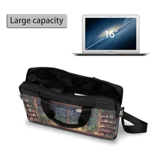 15.6 Laptop Case Retro Leopard Cheetah Animal Print Laptop Bag 16 Inch Briefcase with Shoulder Strap - color: Night Windowsill Cat