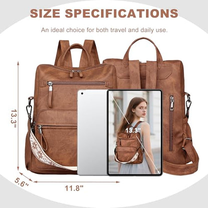 Dora & Liz Backpack Purse for Women, Pu Leather Designer Travel Backpack, Fashion Work Ladies Shoulder Bag Handbag - color: Grey