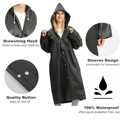 Opret Portable EVA Rain Ponchos with Hoods 2 Pack for Adults - color: 2pcs, Black&white