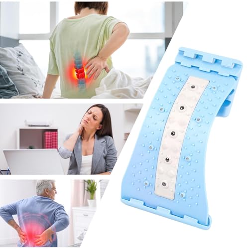 Back Stretcher Device,with Massage Points 4 Level Adjustable Curved Ergonomic | Back Cracker Board - for Home Gym Car Bedside Yoga Mat Sofa Office Chair - color: Blue