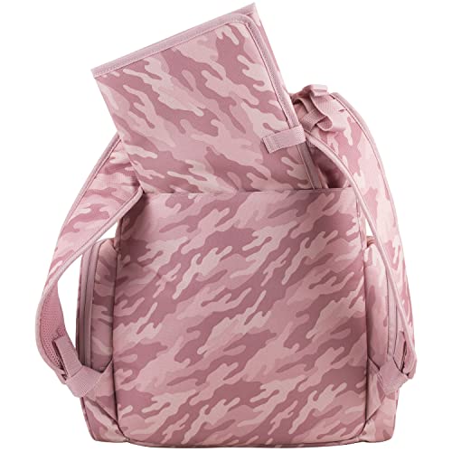 BODHI Baby Tech Top Loader Diaper Bag Backpack with removable changing pad, Unisex, for Moms and Dads - Pink Camo - color: Pink