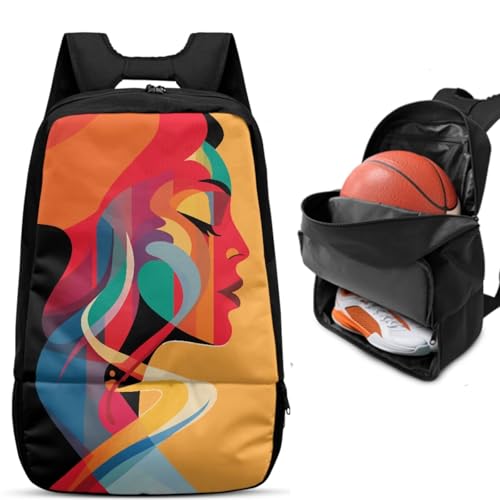 Basketball Backpack With Separate Ball Compartment And Shoes Fit Basketball Volleyball Football - color: Art