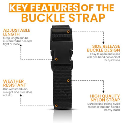 Harrier Hardware Utility Strap with Quick-Release Buckle, Black, 72-Inch, 6-Pack