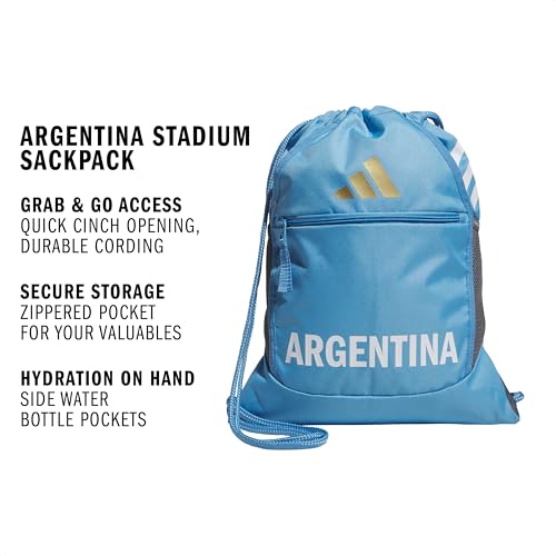 adidas Stadium Sackpack – Drawstring Backpack for Sports, Small Gym Bag, 13L - color: Argentina