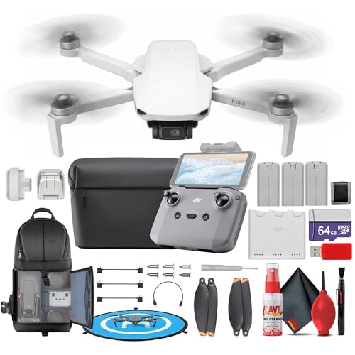 DJI Mini 4K Fly More Combo UHD Foldable Drone | Under 249 g | 12MP Camera, 3-Axis Gimbal, 31-Min Flight Time | For Beginners & Travel Photos + 64GB Card + BackPack + Landing Pad + Card Reader + More - style: Mini 4K Fly More Combo Bundle