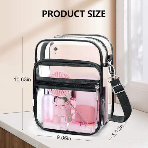 Blvornl Clear Crossbody Bag with Adjustable Shoulder Strap, Stadium Approved PVC Purse Bag, Messenger Bag - color: Clear, size: X-Large