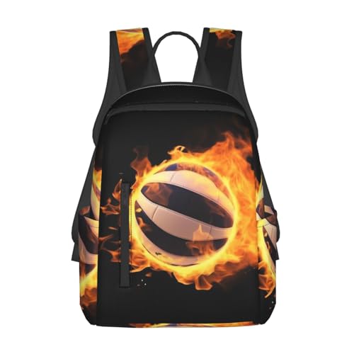 Burning volleyball pictures Travel Backpack for Men & Women 14 inch Laptop Backpack Waterproof Work Back Pack - color: Burning Volleyball Pictures