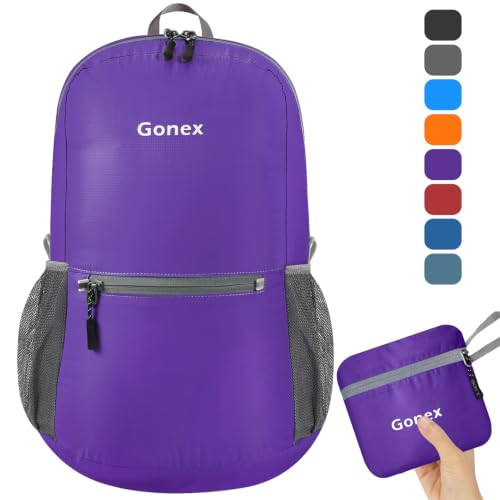 Gonex Packable Daypack Backpack 20L Lightweight Foldable Travel Bag - color: Purple
