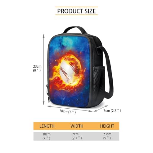 Baseball Flame Starlight Backpacks Schoolbag for Children Reusable Hiking Rucksack Casual Daypack Pencil Bag Lunch Box Bottle Pouch for Daily Use, Set of 4 - color: Baseball Flame Starlight