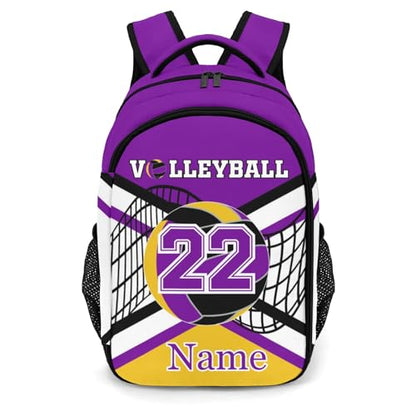 Purple Gold Volleyball Shoulder Backpack Bag for Sports Camping Hiking Travelling - color: Muilti 12