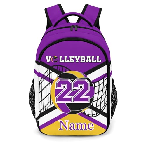 Purple Gold Volleyball Shoulder Backpack Bag for Sports Camping Hiking Travelling - color: Muilti 12