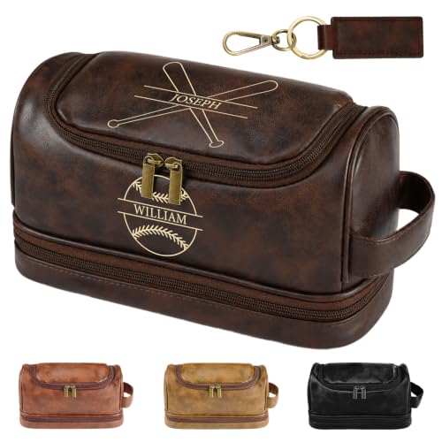 Personalized Toiletry Bag for Men, Father Day Gifts for Dads, Gifts for Men, Custom Large Leather Travel Toiletry Bag, Graduation Gifts for Men Him, Groomsmen, Birthday, Anniversary, Christmas - color: Sports Collection