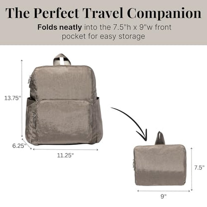 Baggallini Women's Carryall Packable Backpack, Sterling Shimmer - color: Sterling Shimmer