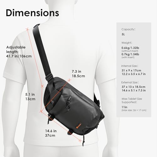TARION Urban Camera Sling Bag - Waterproof 5.5L Crossbody Bag with Expandable Wet/Dry Separation Pocket & Tripod Strap - XProber