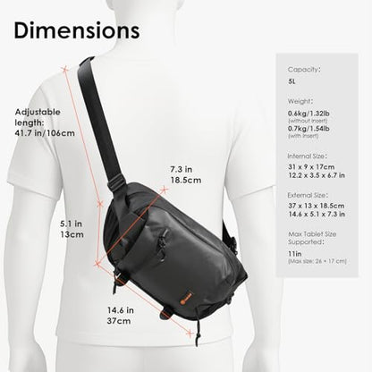 TARION Urban Camera Sling Bag - Waterproof 5.5L Crossbody Bag with Expandable Wet/Dry Separation Pocket & Tripod Strap - XProber