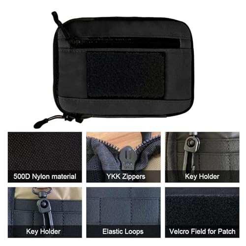 ROARING FIRE Picofire Pro EDC Pouch Organizer - [Small Tool Pouch] for Electronics, Cables, Flashlights - with YKK Zippers, Weatherproof Resistant 500D Nylon for pouches men (black) - color: black