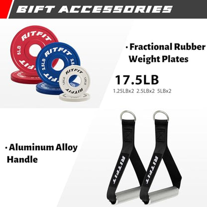 RitFit Multi-Function Garage & Home Gym Package Includes 1200LBS Power Cage PPC03/P3 with Cable Crossover System, Weight Bench, Olympic Barbell Weight Set, Full Body Workout - color: Red, style: Package 2.0K (with FBP 340lbs Plates)