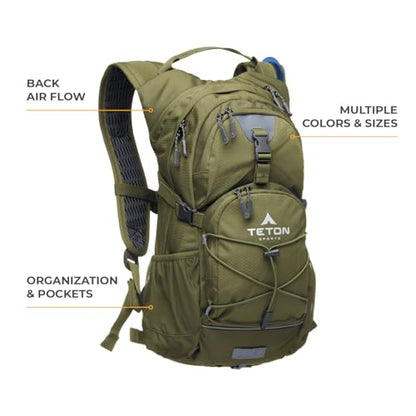 Teton Oasis/Trailrunner Hydration Backpack – Lightweight Water Pack with 2L/3L Bladder for Hiking, Running, Cycling, Biking 18L/22L Sizes – Sewn-in Rain Cover – Fits Men and Women - color: Stark Red, size: 18 Liters